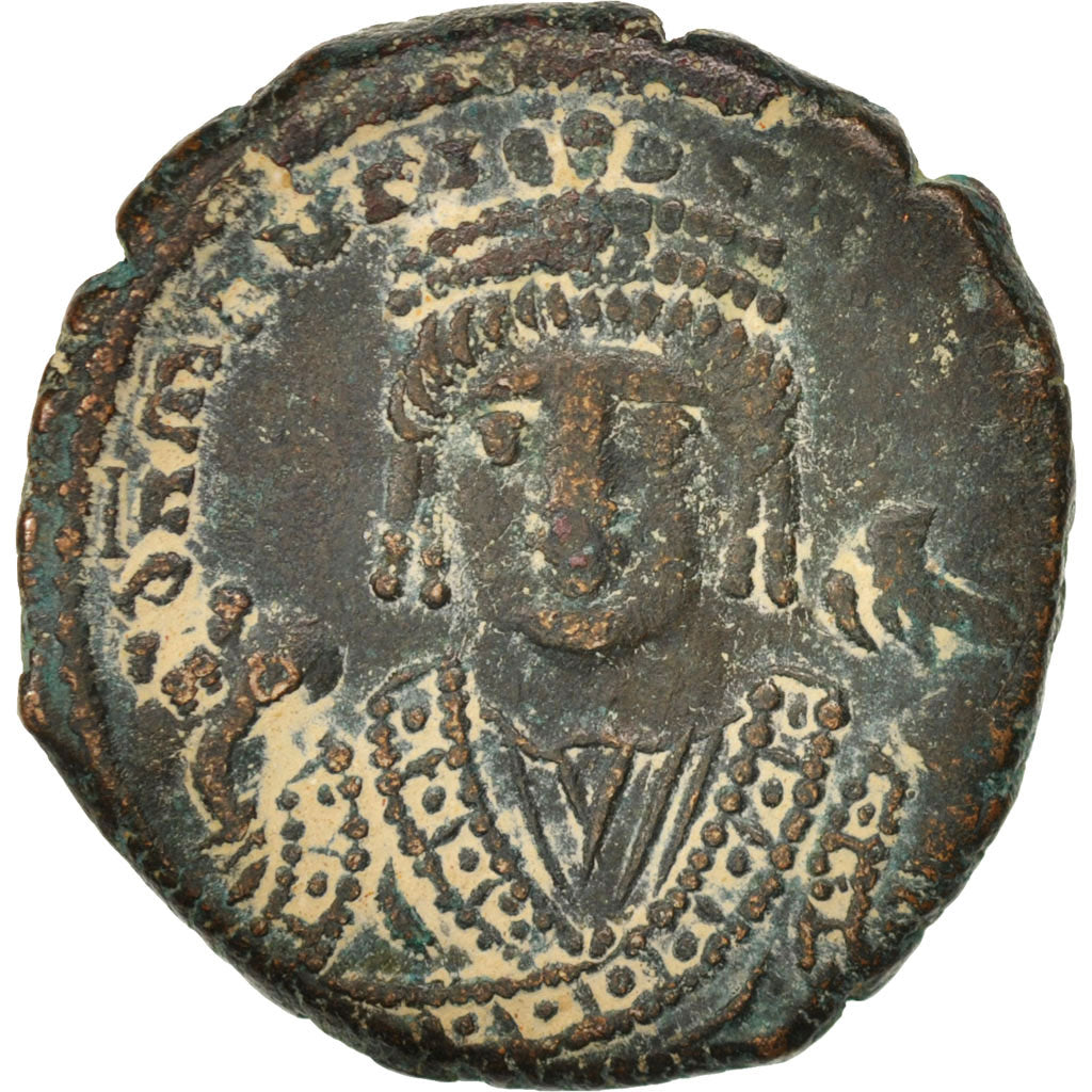 Münze, Maurice Tiberius, Follis, 595, Antioch, VZ, Kupfer, Sear:533