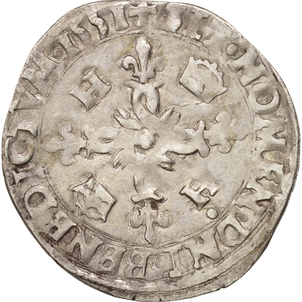 Coin, France, Douzain aux croissants, 1551, La Rochelle, EF(40-45), Billon