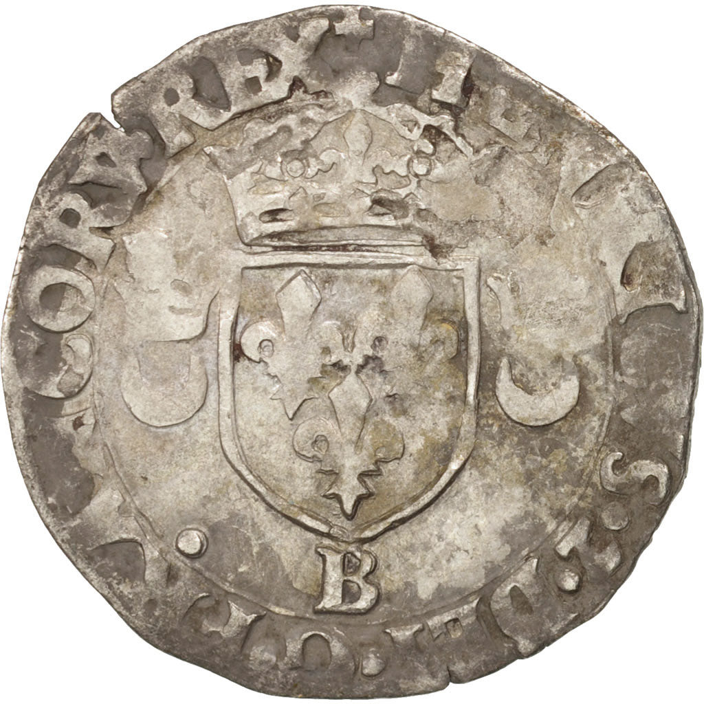 France, Douzain aux croissants, 1551, Rouen, VF(30-35), Billon, Duplessy:997