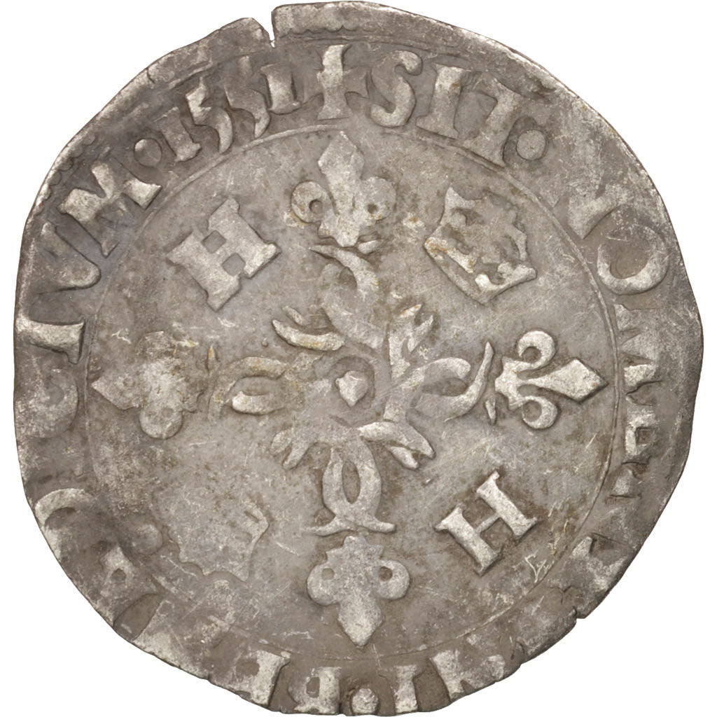 France, Douzain aux croissants, 1551, Rouen, VF(30-35), Billon, Duplessy:997