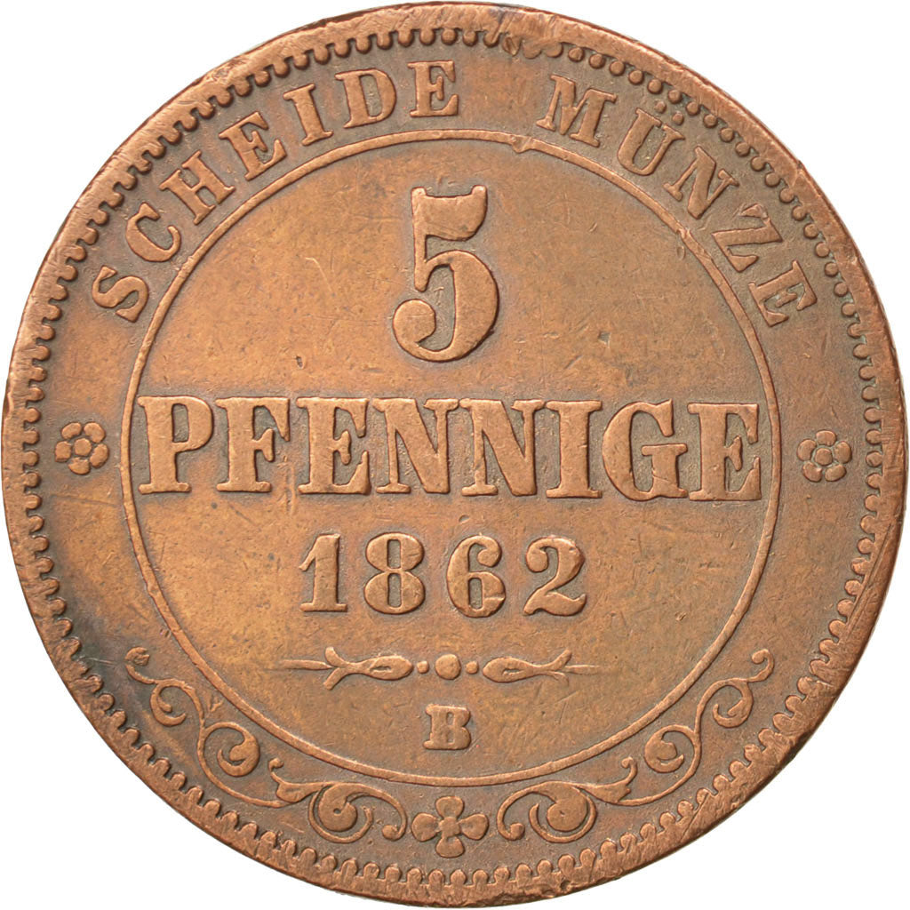 Coin, German States, SAXONY-ALBERTINE, Johann, 5 Pfennig, 1862, Dresde