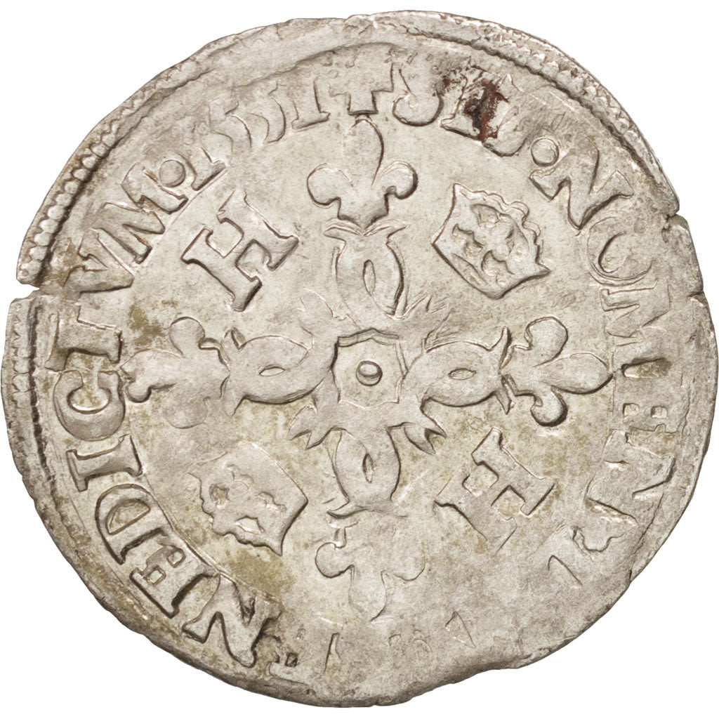 Coin, France, Douzain aux croissants, 1551, Paris, VF(30-35), Billon