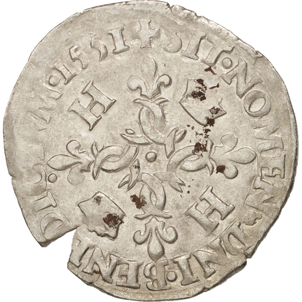 Munten, Frankrijk, Douzain aux croissants, 1551, Paris, ZF, Billon, Duplessy:997