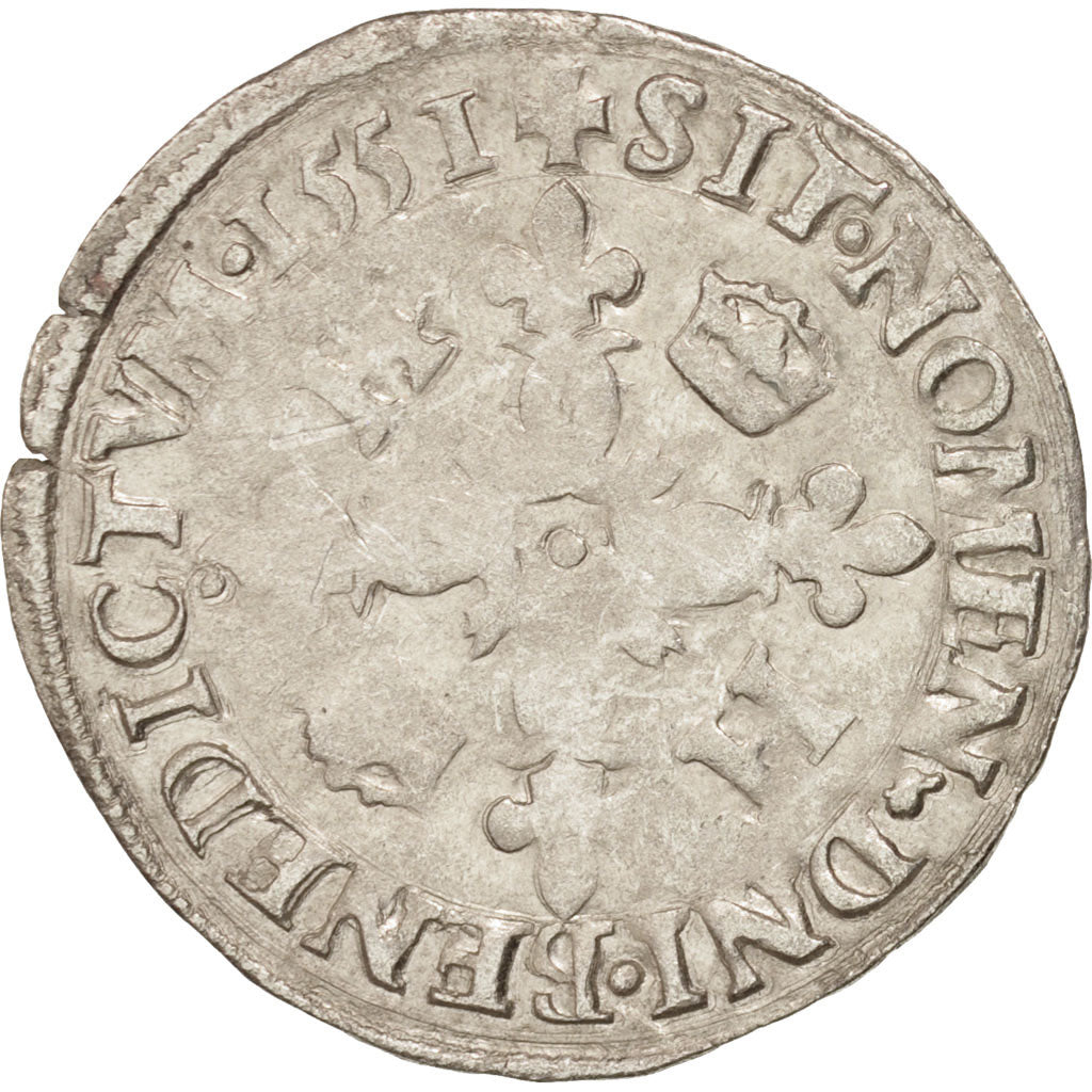 Munten, Frankrijk, Douzain aux croissants, 1551, Paris, FR+, Billon