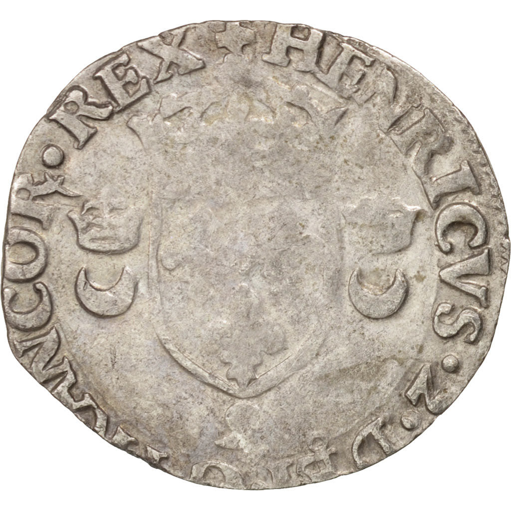 Coin, France, Douzain aux croissants, 1551, Rennes, VF(30-35), Billon