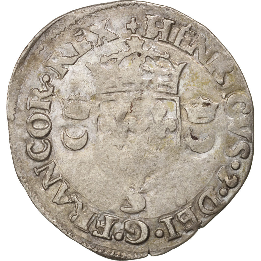 France, Douzain aux croissants, 1551, Rennes, TB+, Billon, Duplessy:997