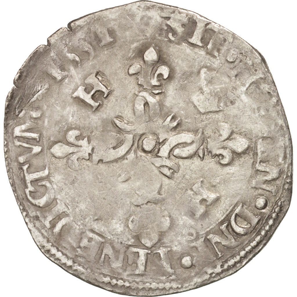 France, Douzain aux croissants, 1551, Rennes, TB, Billon, Duplessy:997