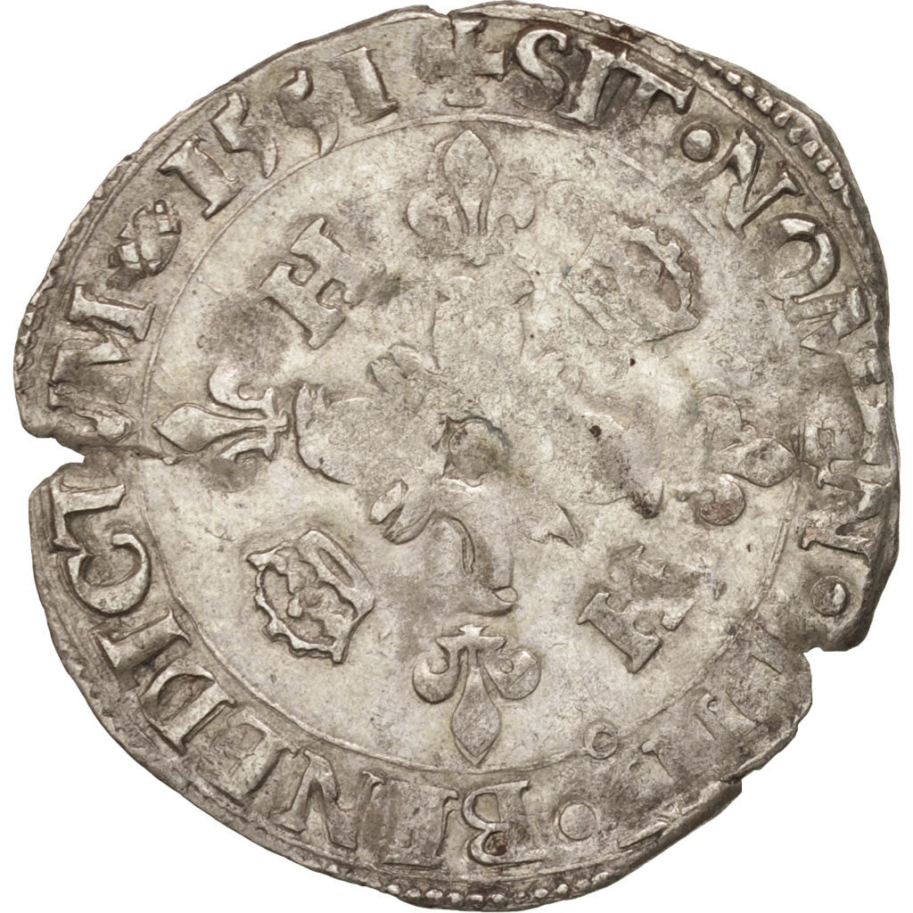 France, Douzain aux croissants, 1551, Rennes, TB+, Billon, Duplessy:997