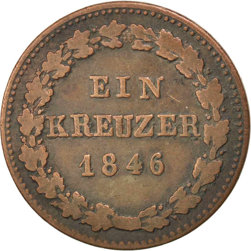 GERMAN STATES, Kreuzer, 1846, KM #21, VF(20-25), Copper, 3.78