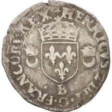 Munten, Frankrijk, Douzain aux croissants, 1552, Rouen, ZF, Billon, Duplessy:997