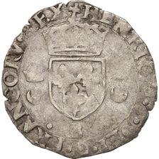 Moneda, Francia, Douzain aux croissants, 1552, Rouen, BC+, Vellón, Duplessy:997