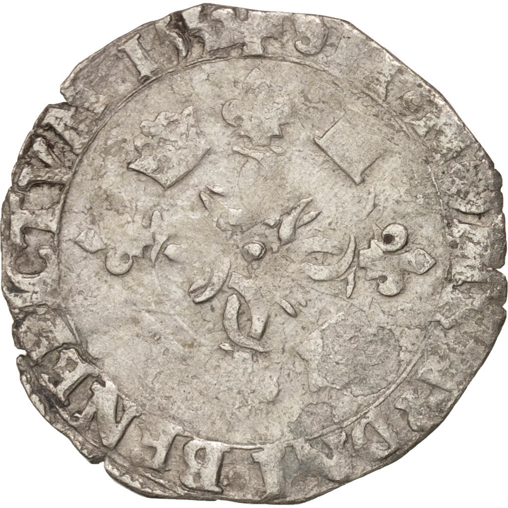 Moneda, Francia, Douzain aux croissants, 1552, Rouen, BC+, Vellón, Duplessy:997
