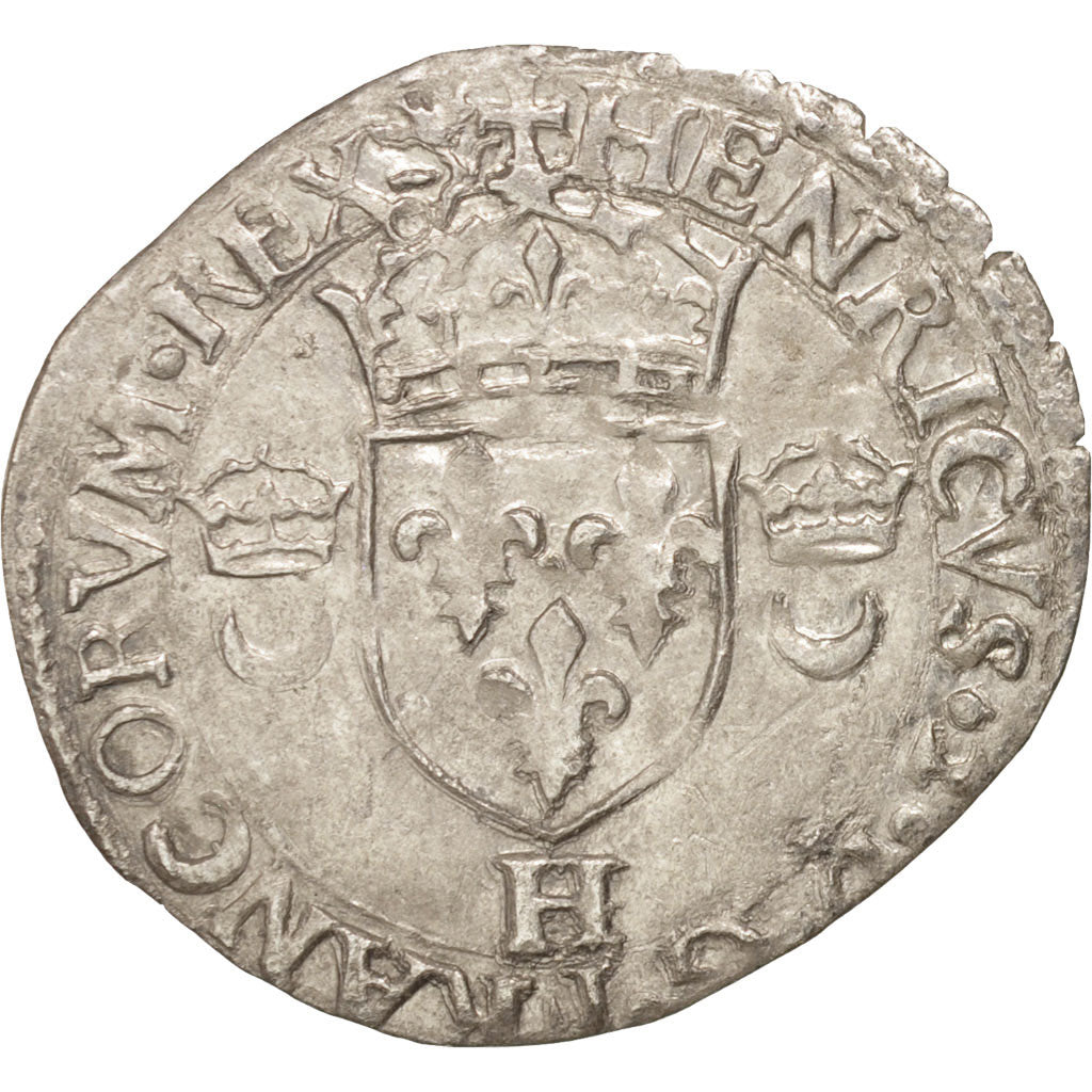 France, Douzain aux croissants, 1550, La Rochelle, VF(30-35), Billon