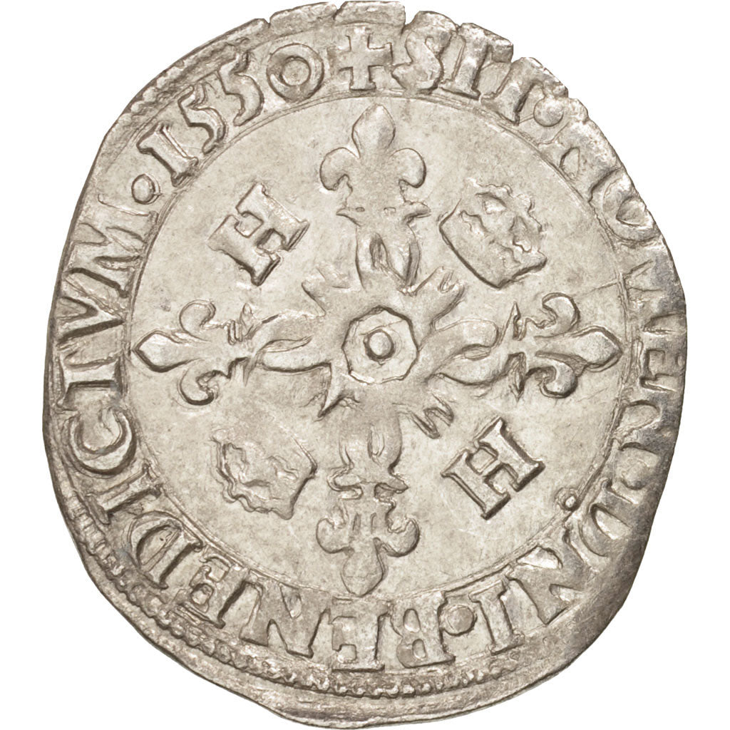 France, Douzain aux croissants, 1550, La Rochelle, VF(30-35), Billon