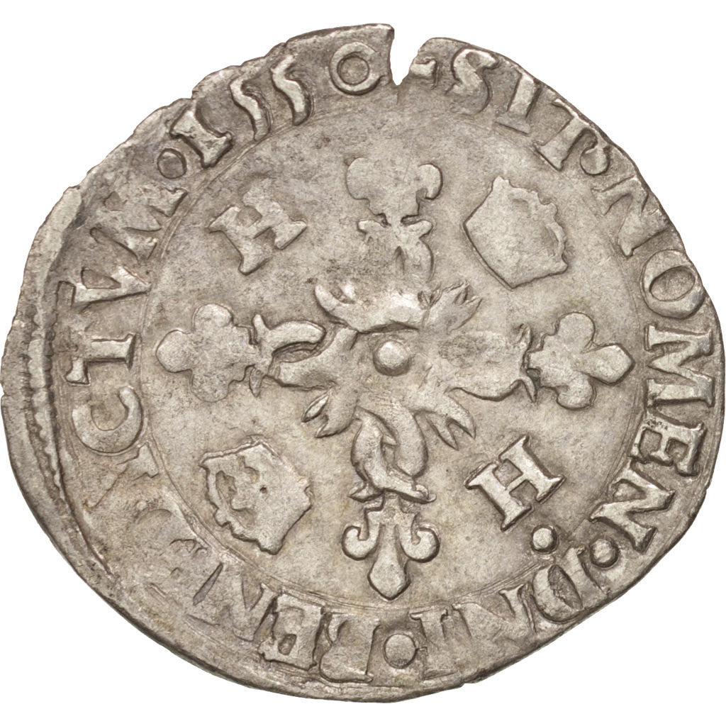 Munten, Frankrijk, Douzain aux croissants, 1550, La Rochelle, FR+, Billon