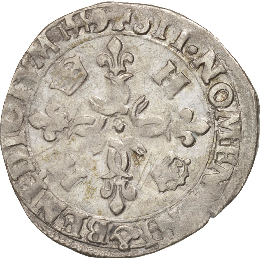 Münze, Frankreich, Douzain aux croissants, 1549, Rouen, S+, Billon