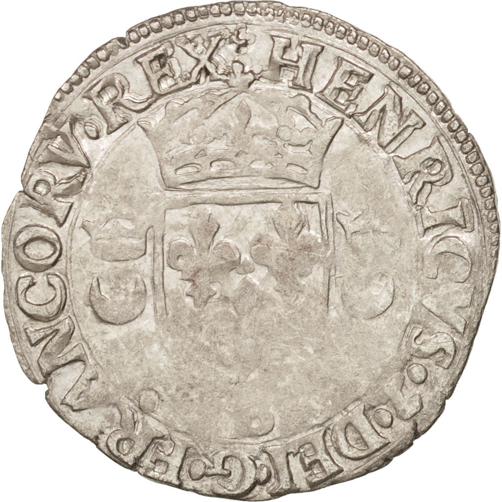 Coin, France, Douzain aux croissants, 1551, Rouen, VF(30-35), Billon