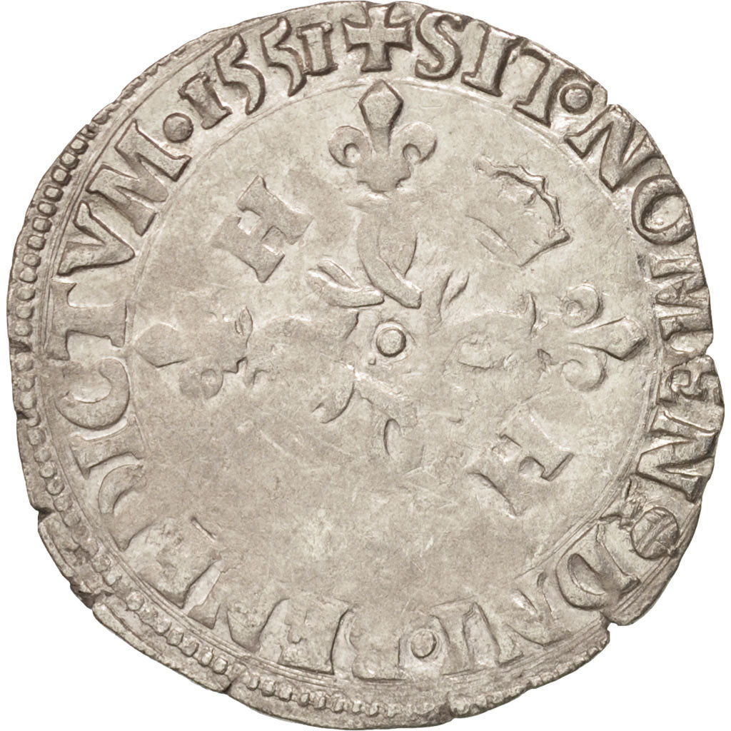 Coin, France, Douzain aux croissants, 1551, Rouen, VF(30-35), Billon