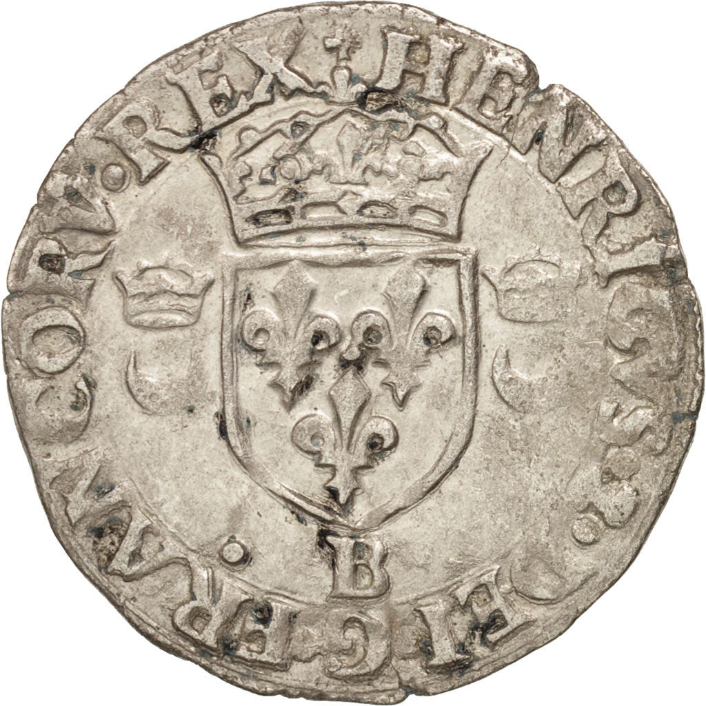 France, Douzain aux croissants, 1551, Rouen, EF(40-45), Billon, Duplessy:997