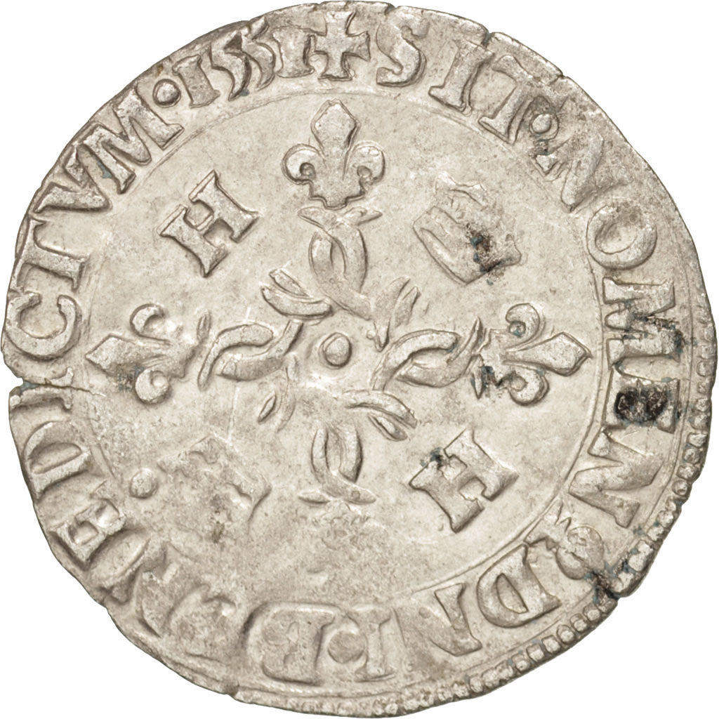 France, Douzain aux croissants, 1551, Rouen, EF(40-45), Billon, Duplessy:997