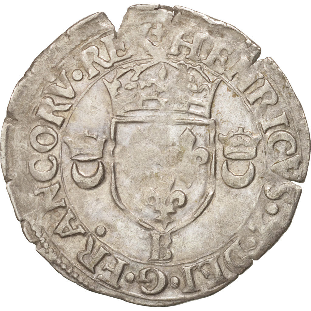 Munten, Frankrijk, Douzain aux croissants, 1551, Rouen, ZF, Billon, Duplessy:997