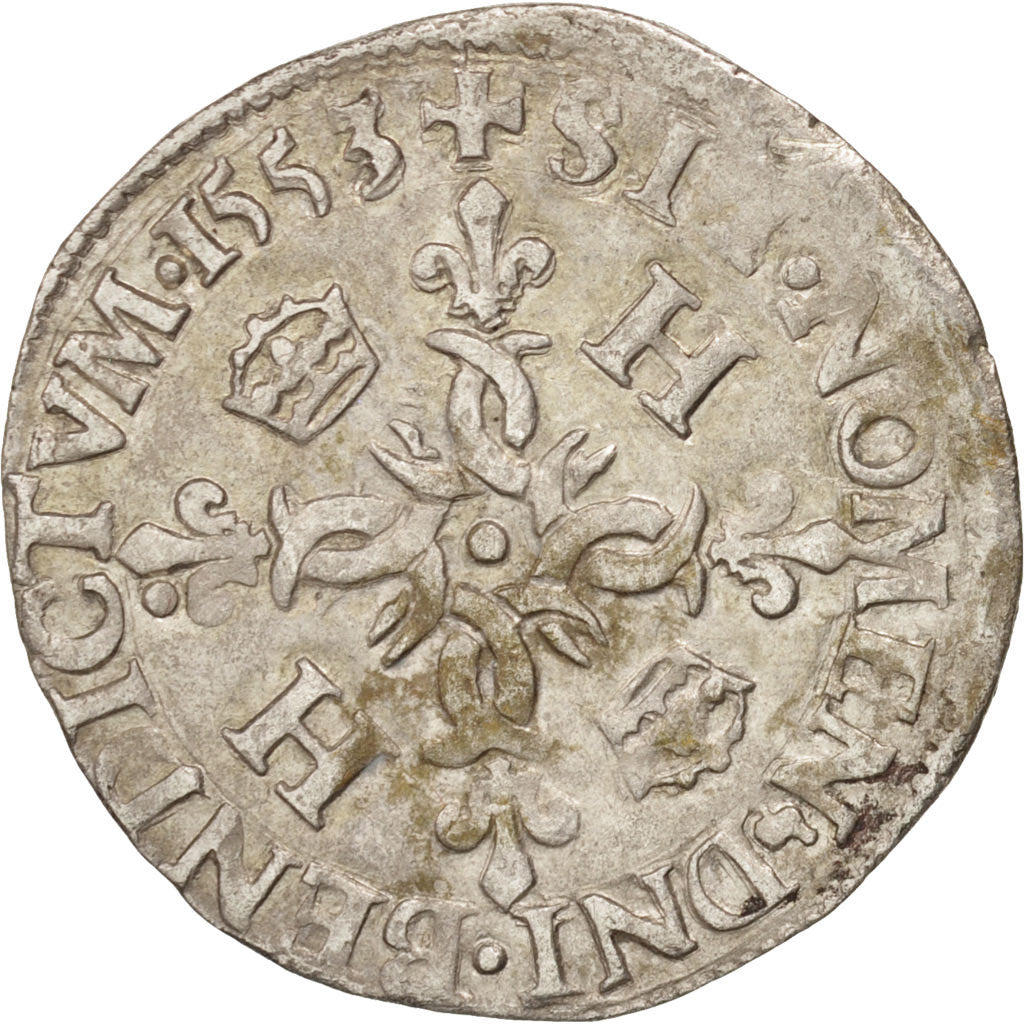 Francia, Douzain aux croissants, 1553, Paris, BB+, Biglione, Duplessy:997