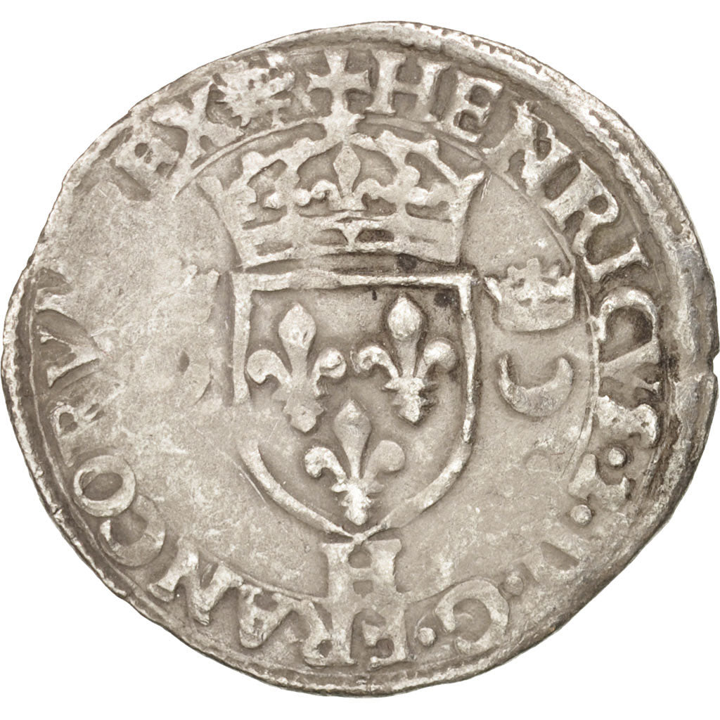 Moneta, Francia, Douzain aux croissants, 1554, La Rochelle, BB, Biglione