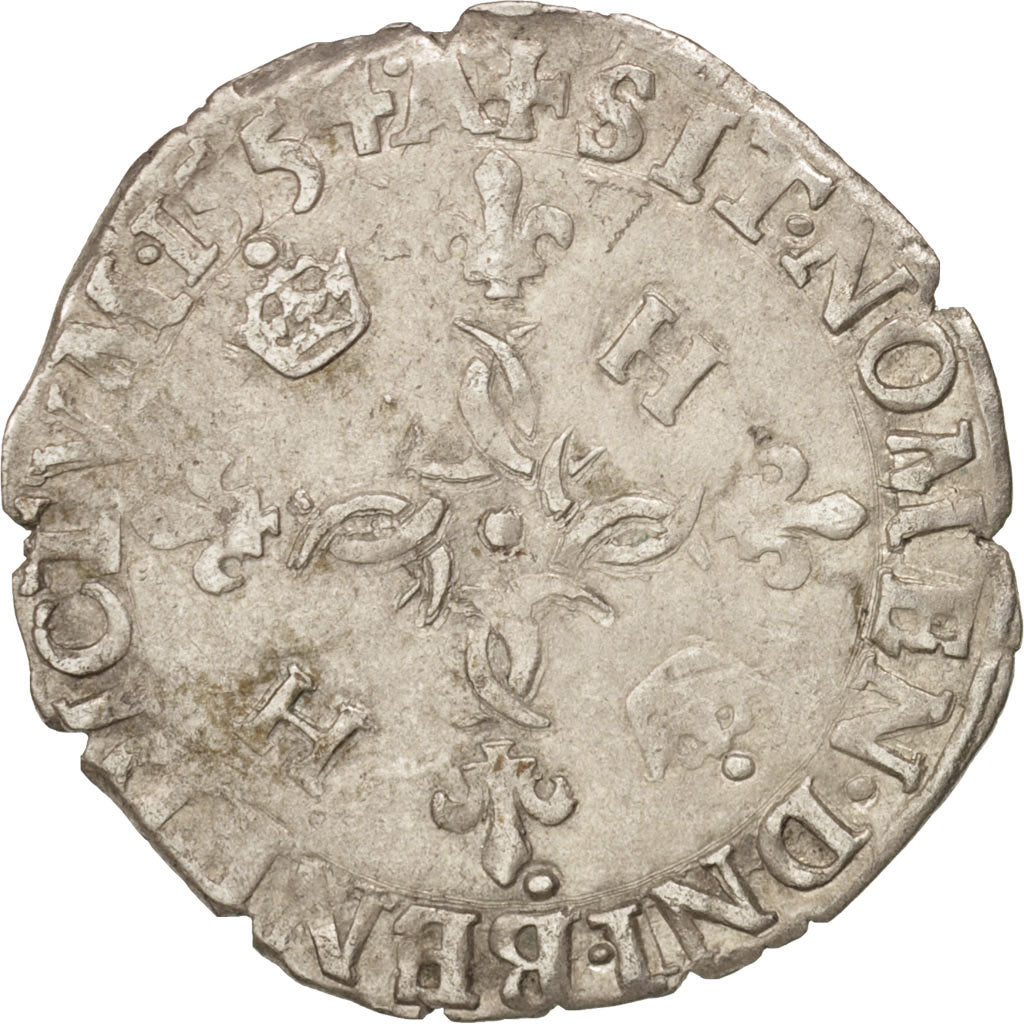 Monnaie, France, Douzain aux croissants, 1554, Lyon, TTB, Billon, Duplessy:997