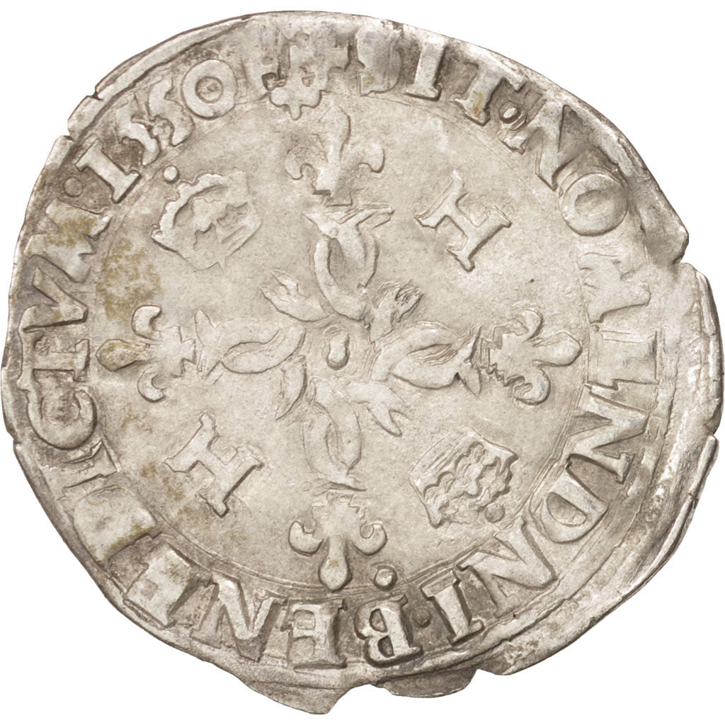 Moneta, Francia, Douzain aux croissants, 1550, Lyons, BB, Biglione, Duplessy:997