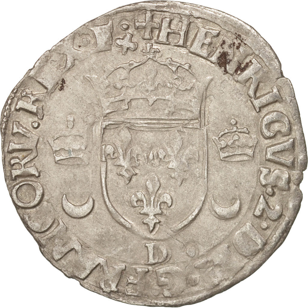 Coin, France, Douzain aux croissants, 1550, Lyons, EF(40-45), Billon