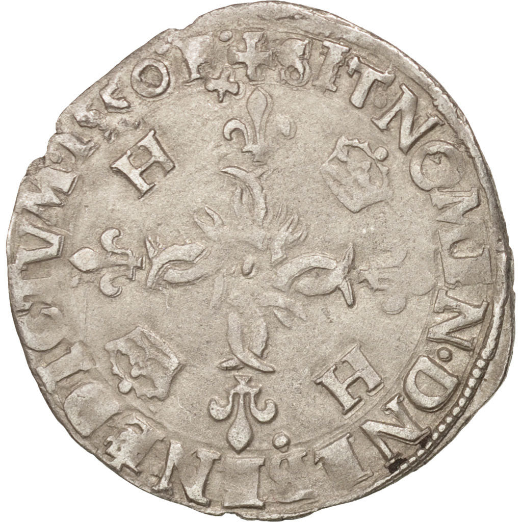 Coin, France, Douzain aux croissants, 1550, Lyons, EF(40-45), Billon