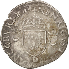 Moneta, Francia, Douzain aux croissants, 1555, Lyons, MB, Biglione, Duplessy:997