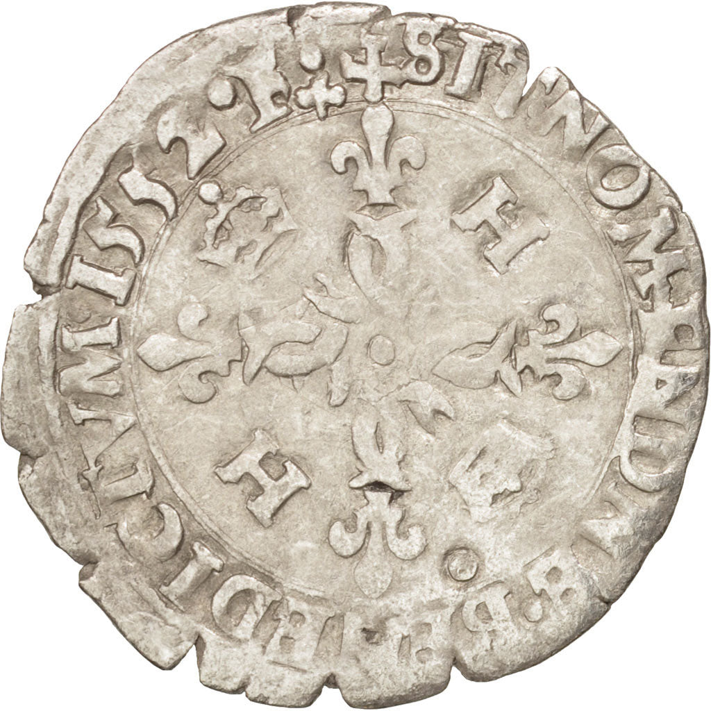 Moneta, Francia, Douzain aux croissants, 1552, Lyons, MB+, Biglione