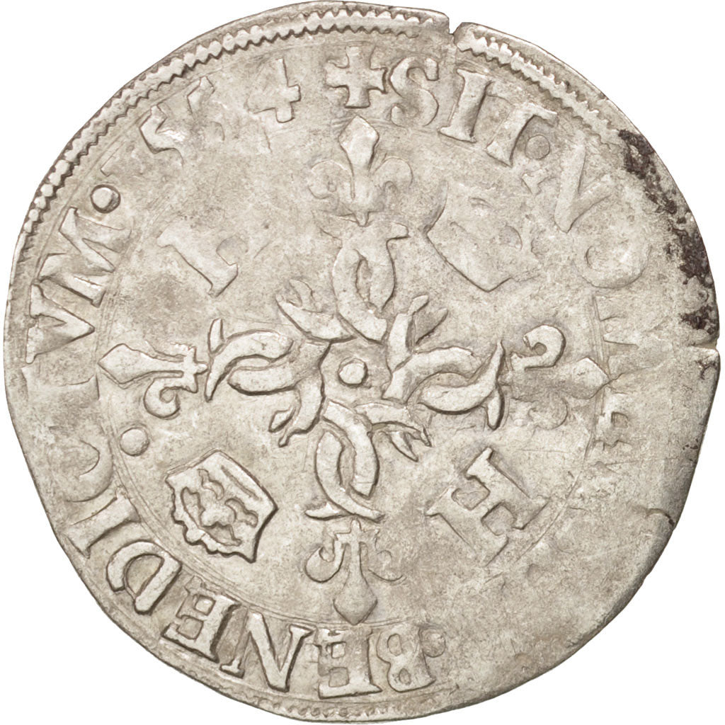 Monnaie, France, Douzain aux croissants, 1554, Paris, TTB, Billon, Duplessy:997