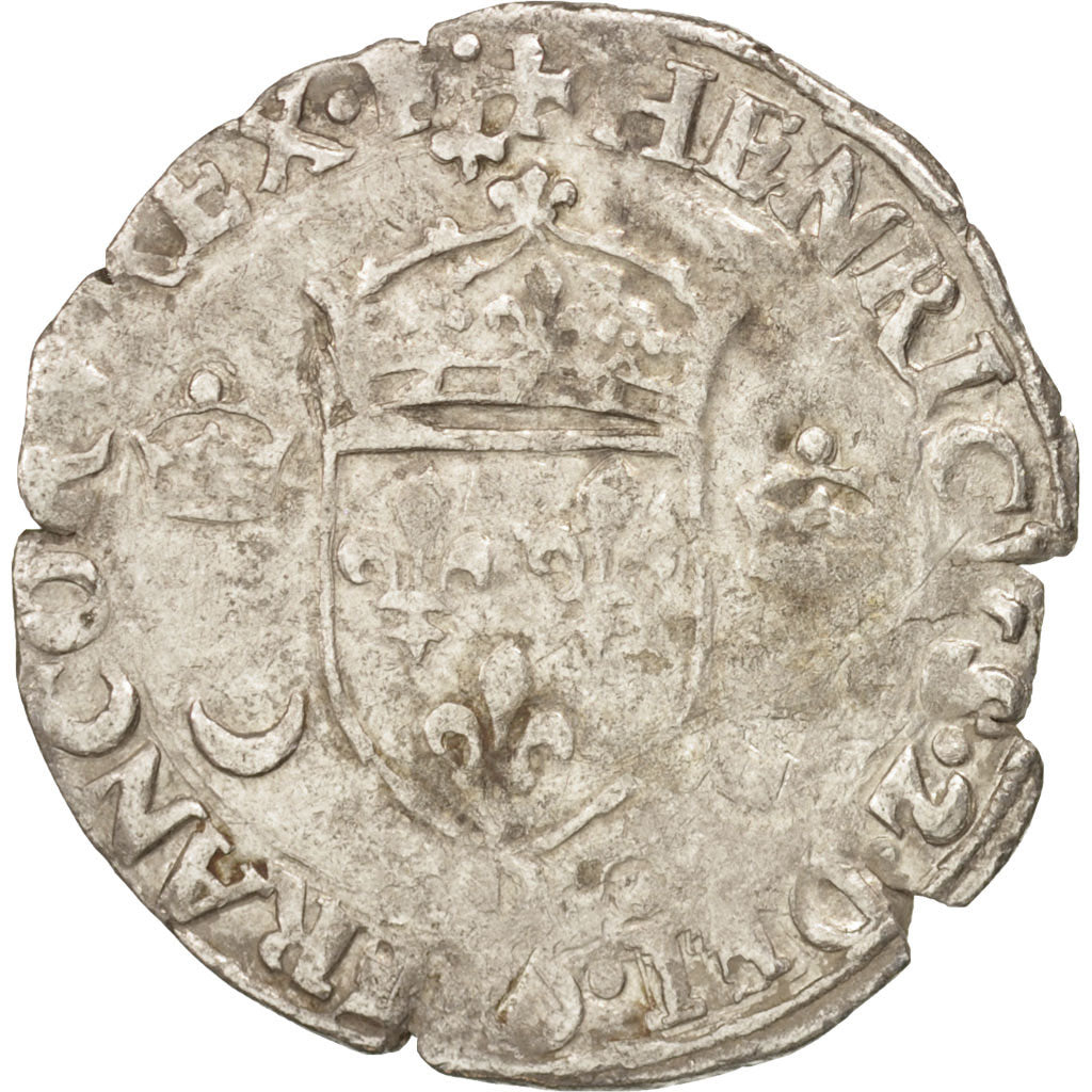 Moneta, Francia, Douzain aux croissants, 1552, Lyons, MB, Biglione, Duplessy:997