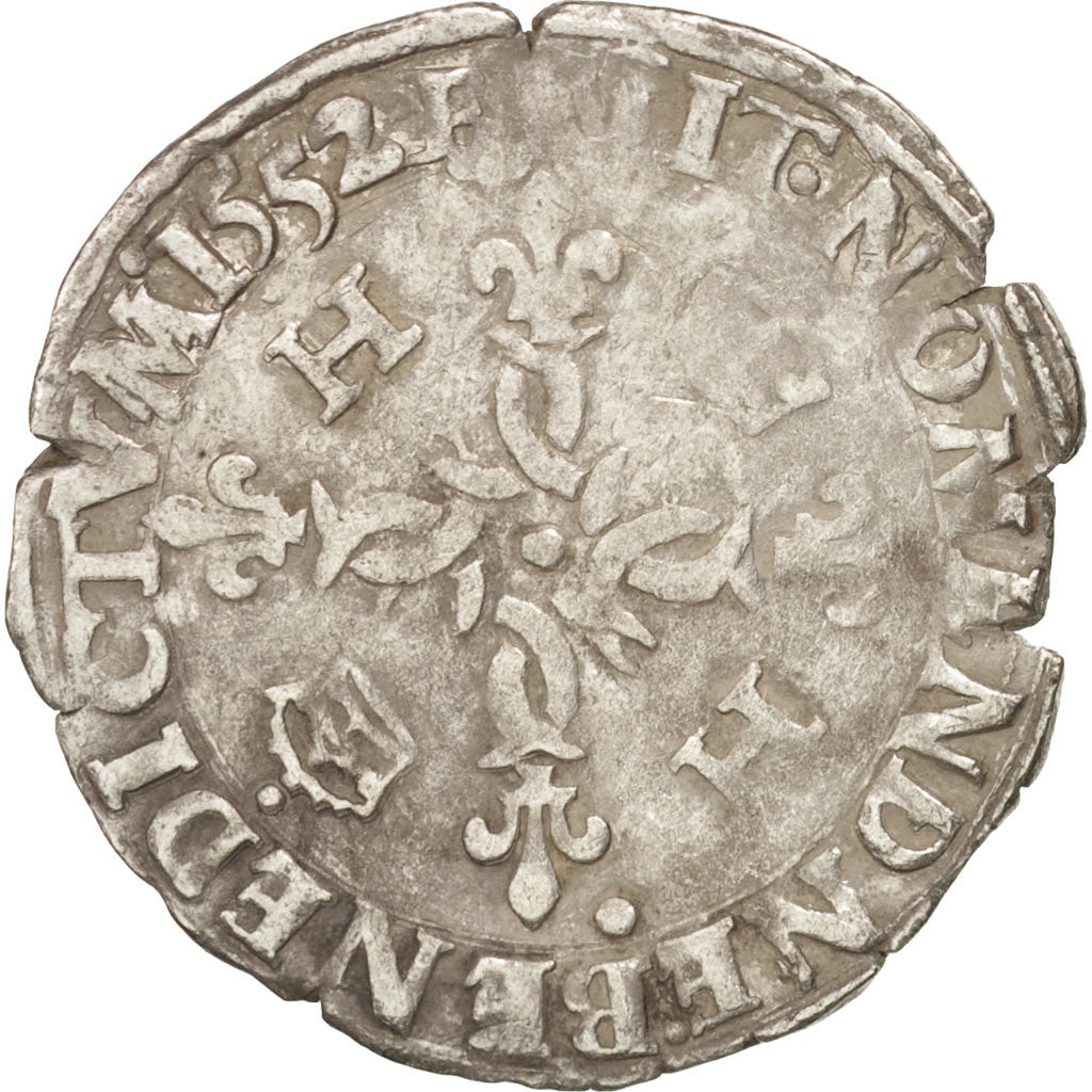 Moneta, Francia, Douzain aux croissants, 1552, Lyons, MB, Biglione, Duplessy:997