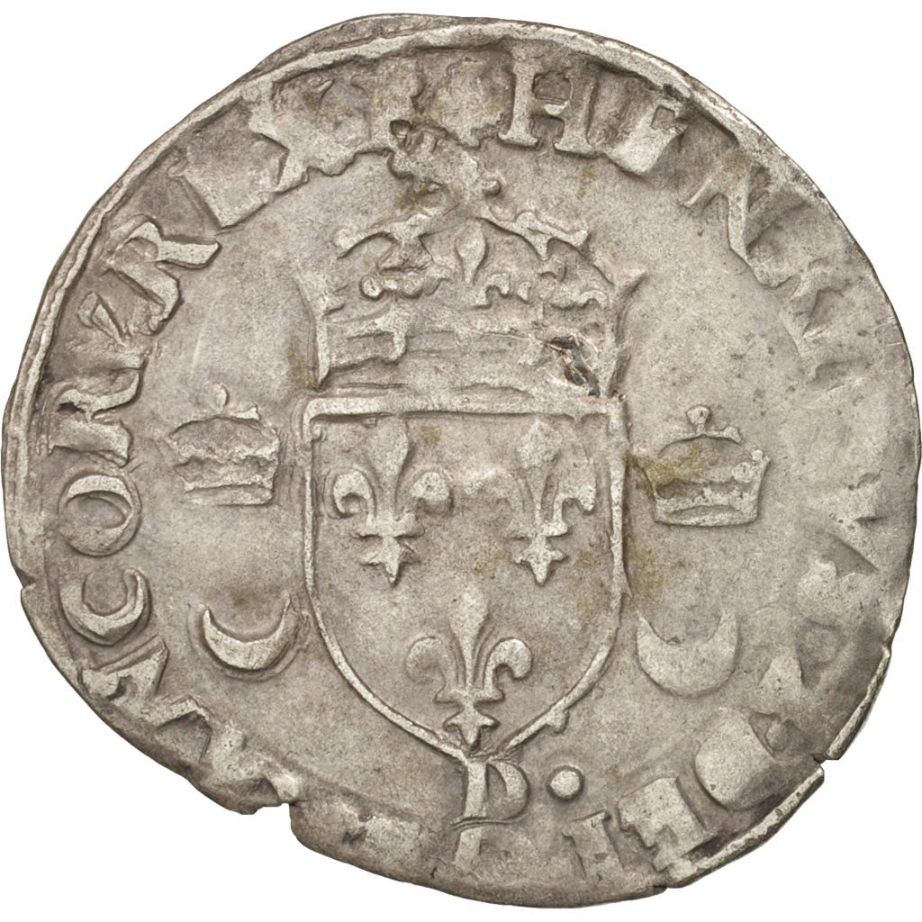 Coin, France, Douzain aux croissants, 1551, Lyons, VF(30-35), Billon