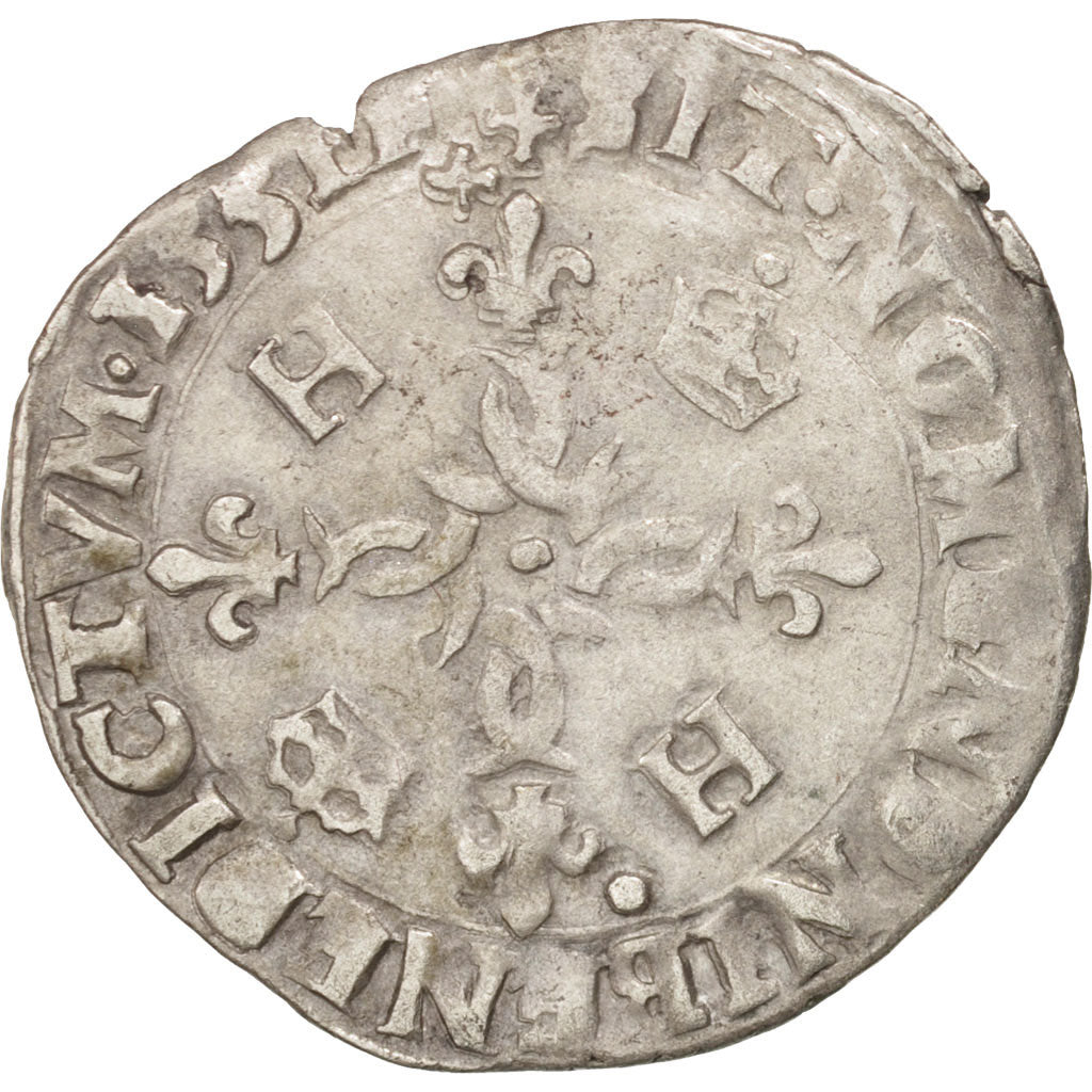 Coin, France, Douzain aux croissants, 1551, Lyons, VF(30-35), Billon