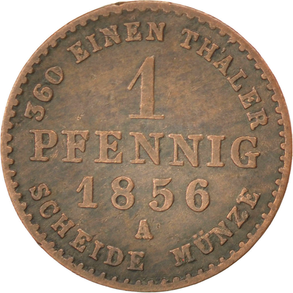 GERMAN STATES, Pfennig, 1856, Berlin, KM #96, EF(40-45), Copper, 1.37