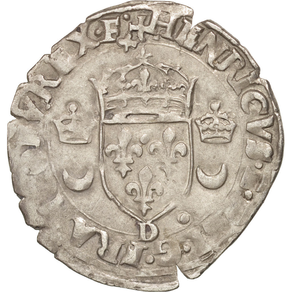Coin, France, Douzain aux croissants, 1551, Lyons, EF(40-45), Billon