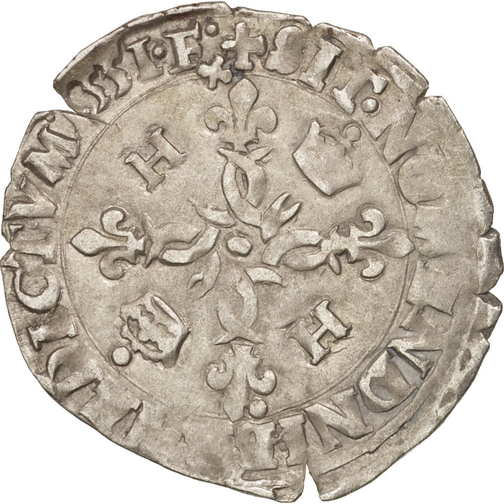 Coin, France, Douzain aux croissants, 1551, Lyons, EF(40-45), Billon