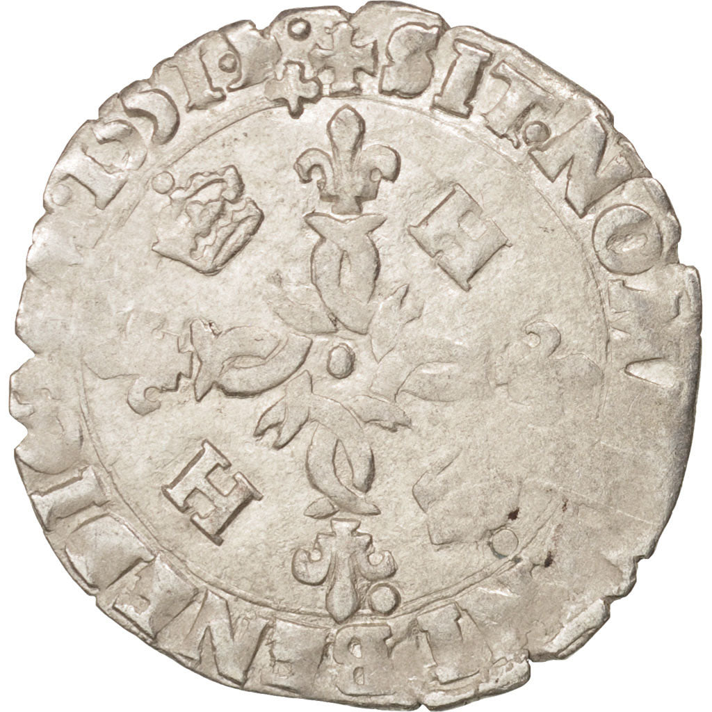 Moneta, Francia, Douzain aux croissants, 1551, Lyons, MB+, Biglione