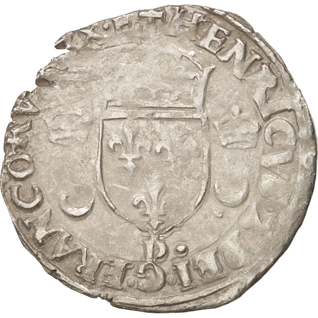 Munten, Frankrijk, Douzain aux croissants, 1551, Lyons, FR, Billon, Duplessy:997