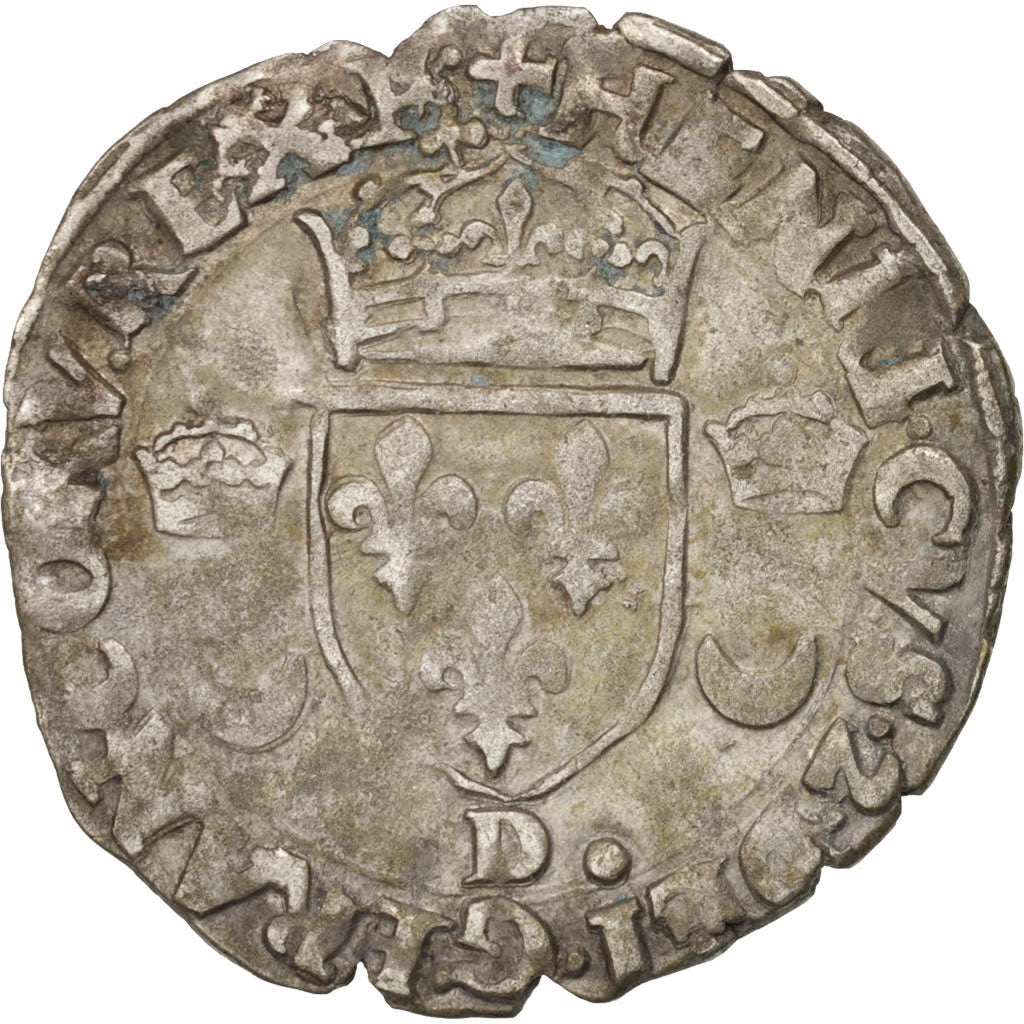 Coin, France, Douzain aux croissants, 1551, Lyons, VF(30-35), Billon