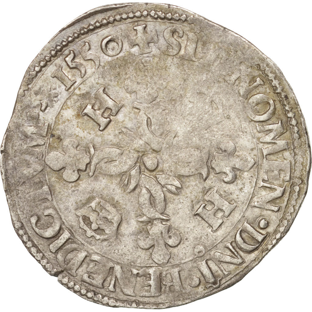 Moneta, Francja, Douzain aux croissants, 1550, Rennes, EF(40-45), Bilon