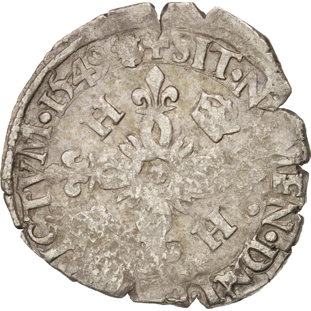 Munten, Frankrijk, Douzain aux croissants, 1549, Poitiers, FR+, Billon