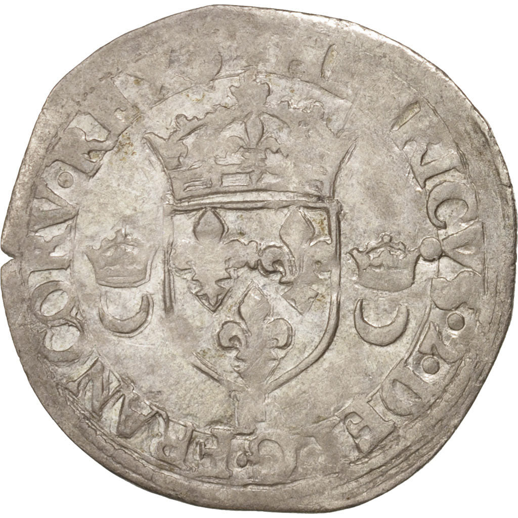 Moneta, Francja, Douzain aux croissants, 1550, Angers, VF(30-35), Bilon