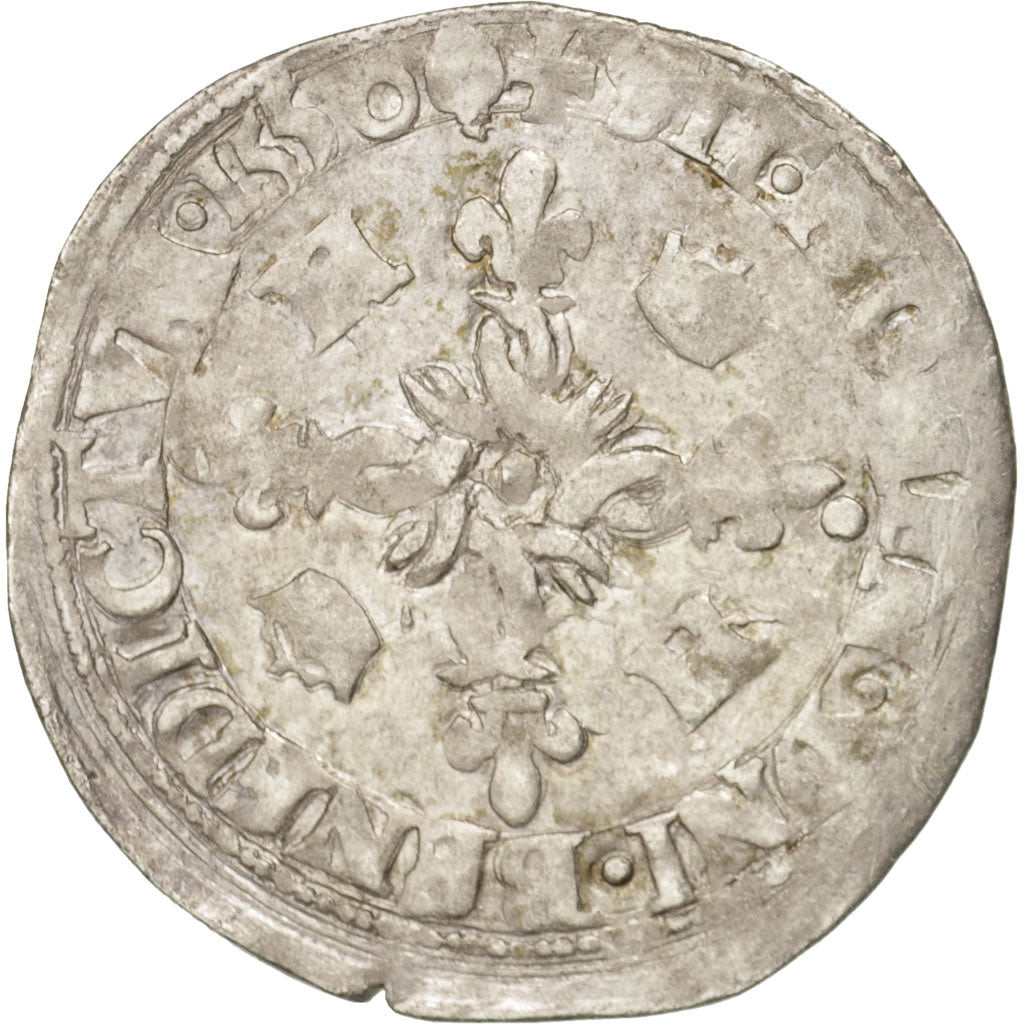 Moneta, Francja, Douzain aux croissants, 1550, Angers, VF(30-35), Bilon