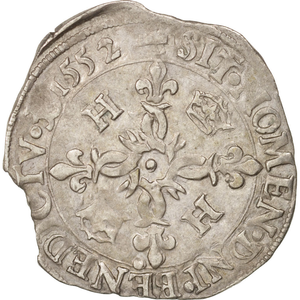 Coin, France, Douzain aux croissants, 1552, Dijon, EF(40-45), Billon