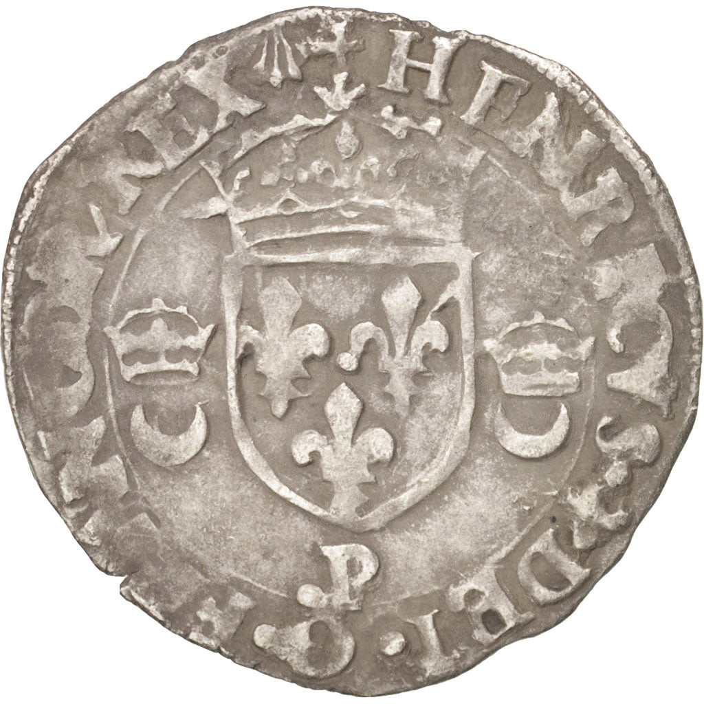 Coin, France, Douzain aux croissants, 1552, Dijon, VF(30-35), Billon